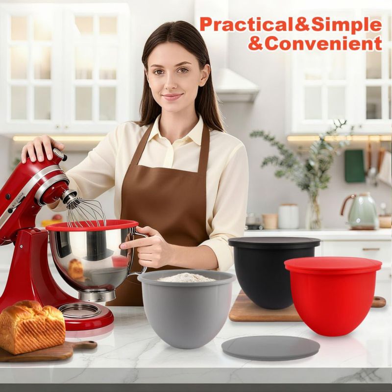 Juego de 3 forros de cuenco de silicona PCTTOIL para KitchenAid de 5 qt