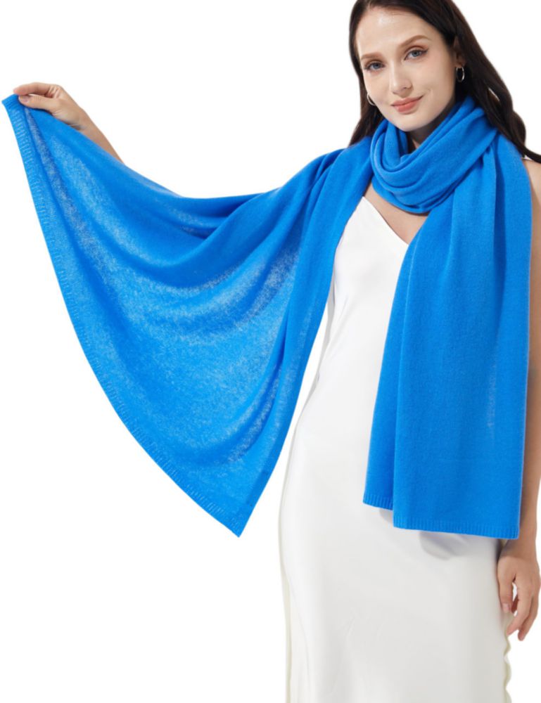 Chal de Cachemira RYYOYY 221 cm × 71 cm Azul Brillante