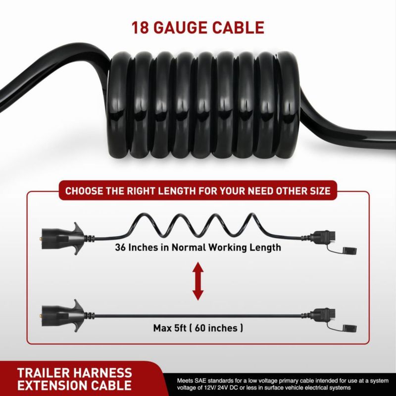 Cableado de Remolque Nilight 5 pies 7 vías a 4 vías enrollado
