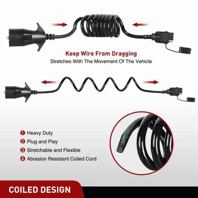 Cableado de Remolque Nilight 5 pies 7 vías a 4 vías enrollado