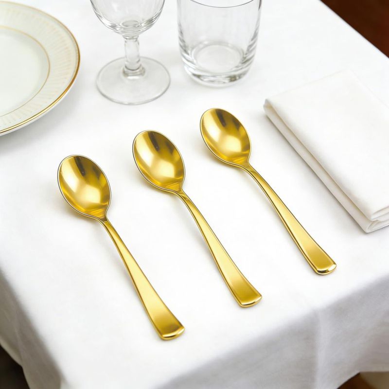 Cucharas HOME BREEZE 180 unidades Plástico Dorado Extra Resistente