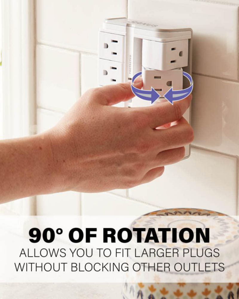 Regleta Sanus 1080J 4 tomas giratorias 2 USB blanca