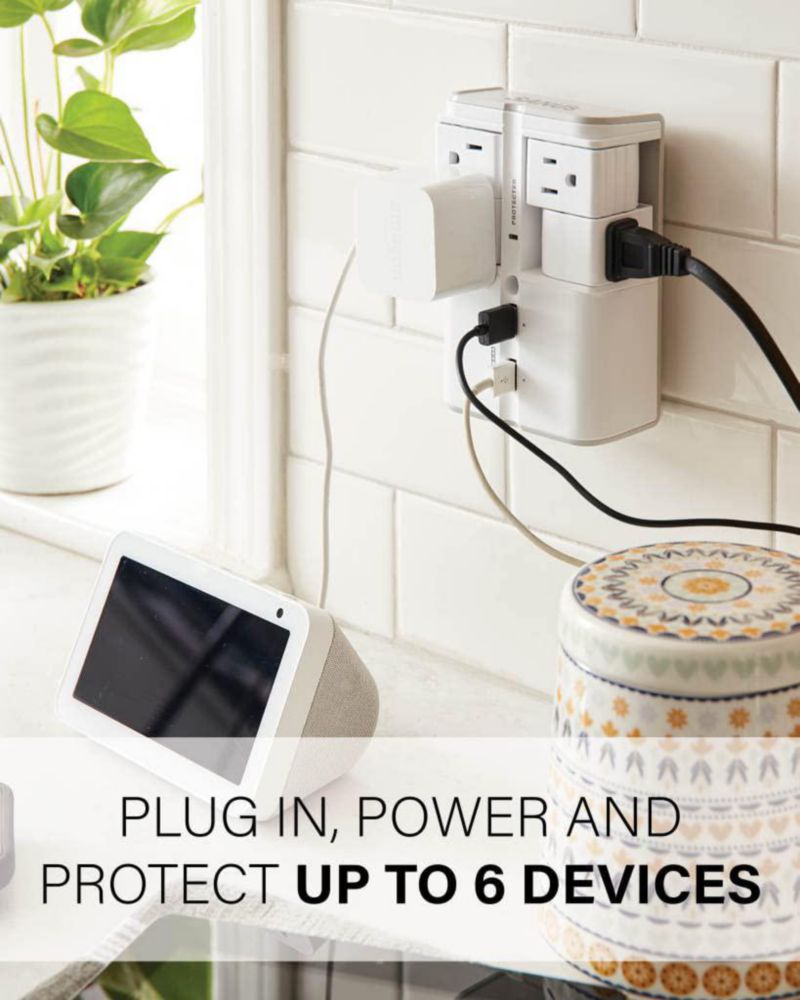 Regleta Sanus 1080J 4 tomas giratorias 2 USB blanca