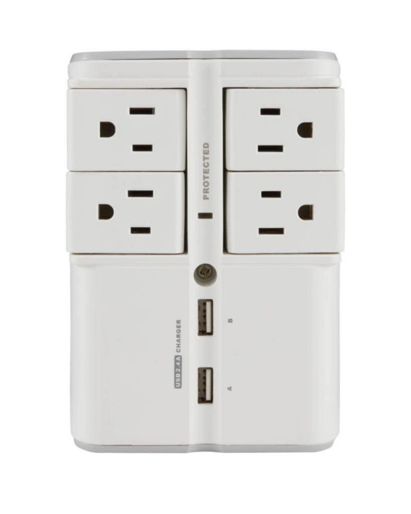 Regleta Sanus 1080J 4 tomas giratorias 2 USB blanca