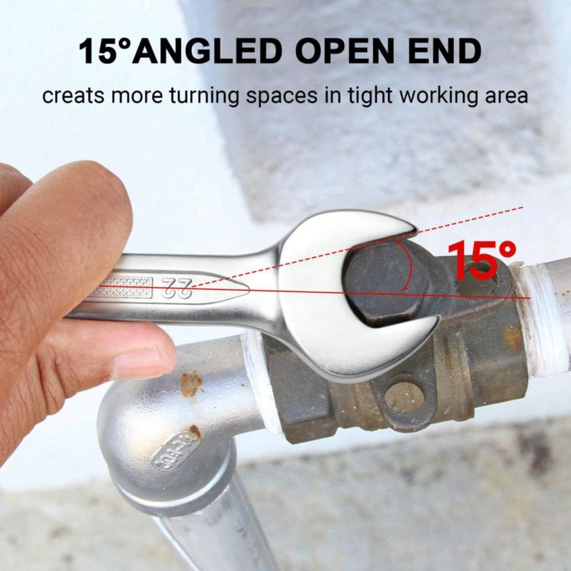 Llave combinada Jetech 22 mm 12‑puntos acero cromo‑vanadio
