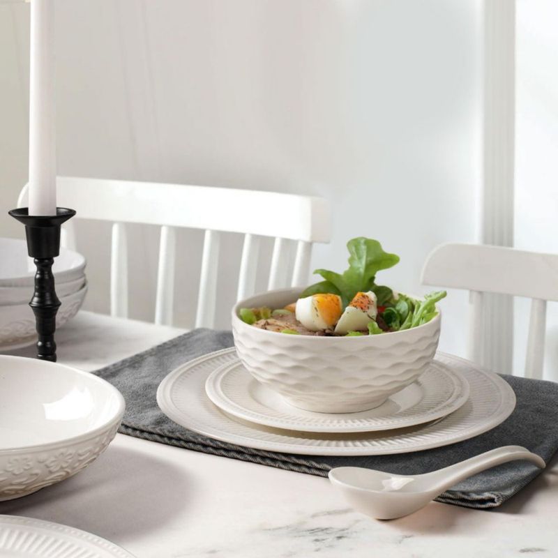 Tazones para cereal Artena 26 oz (740 ml) 6 piezas blanco con relieve
