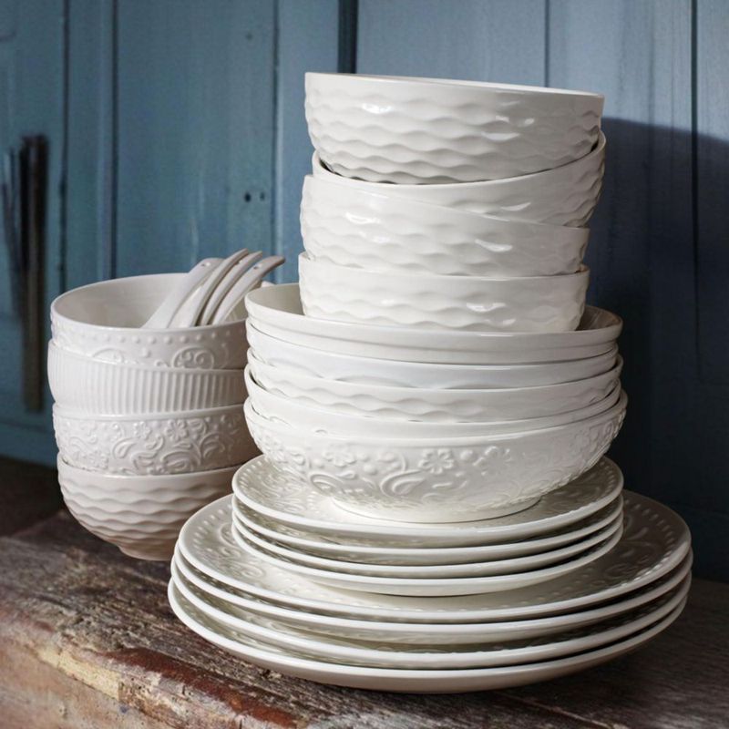 Tazones para cereal Artena 26 oz (740 ml) 6 piezas blanco con relieve
