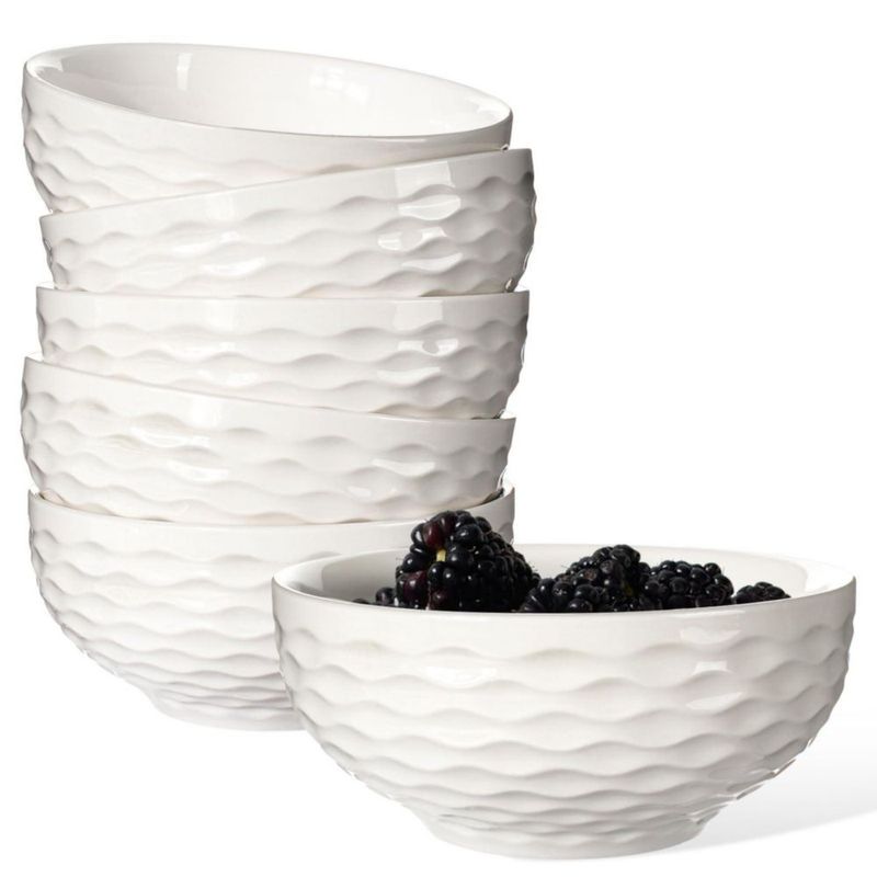 Tazones para cereal Artena 26 oz (740 ml) 6 piezas blanco con relieve