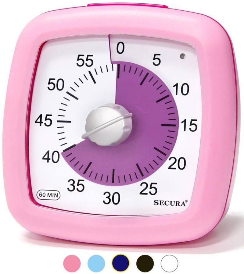 Temporizador Secura de 60 minutos silencioso para estudio – niños y adultos