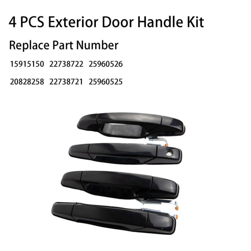 Manijas de puerta exteriores negras Volinsya 4 piezas para Cadillac Chevrolet y GMC