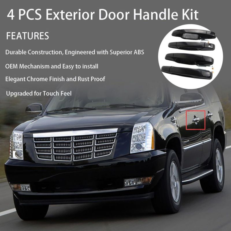 Manijas de puerta exteriores negras Volinsya 4 piezas para Cadillac Chevrolet y GMC
