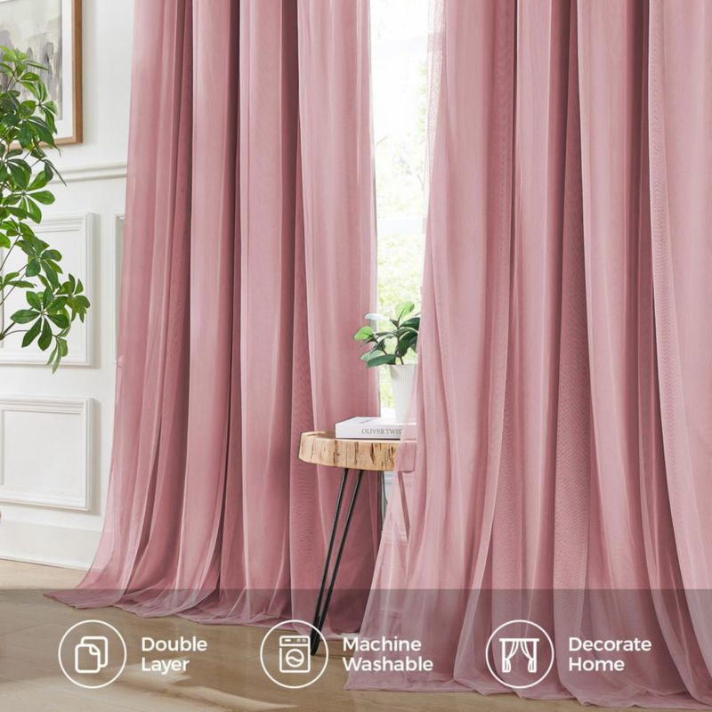 Cortina Swandream 160 cm Rosa Doble Capa Opaca