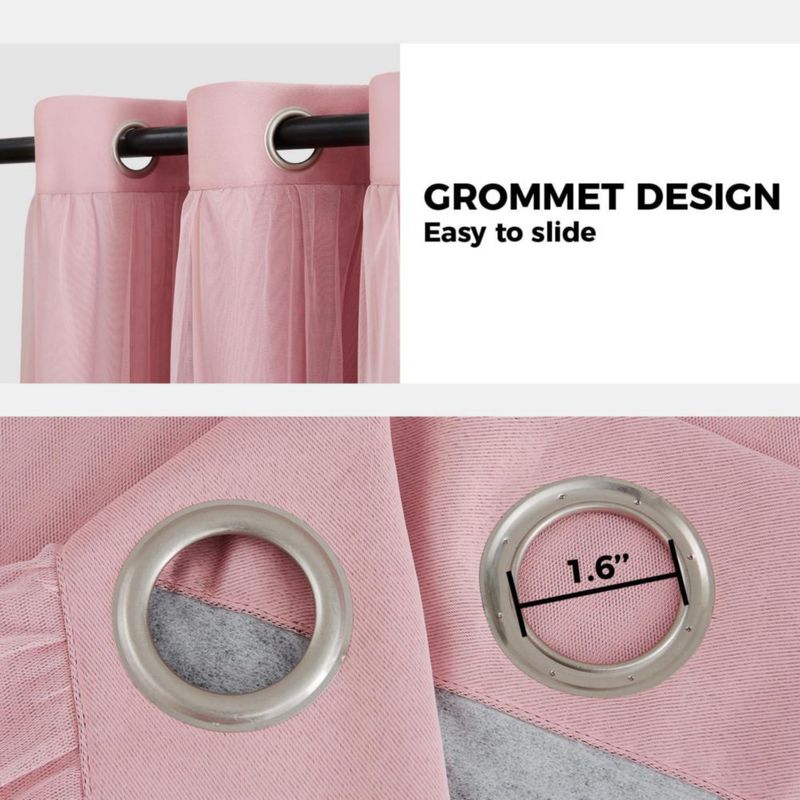 Cortina Swandream 160 cm Rosa Doble Capa Opaca