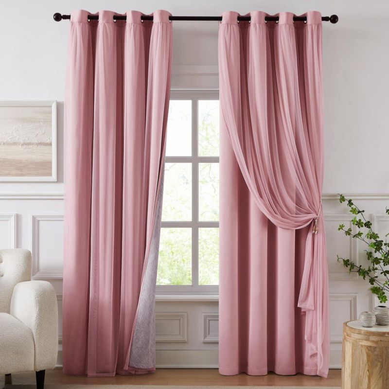 Cortina Swandream 160 cm Rosa Doble Capa Opaca