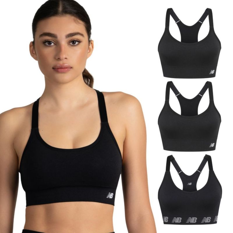 Sostén New Balance Pack de 3 sin costuras negro Talla L