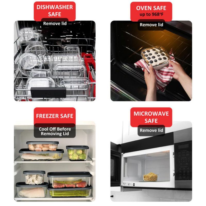 Juego de 14 recipientes de vidrio negro para almacenamiento de alimentos EATEX