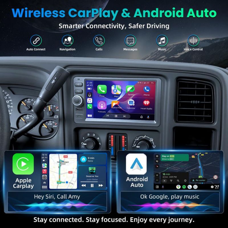 Radio para auto Fortdows 7" Android 15 CarPlay/Auto 64 GB