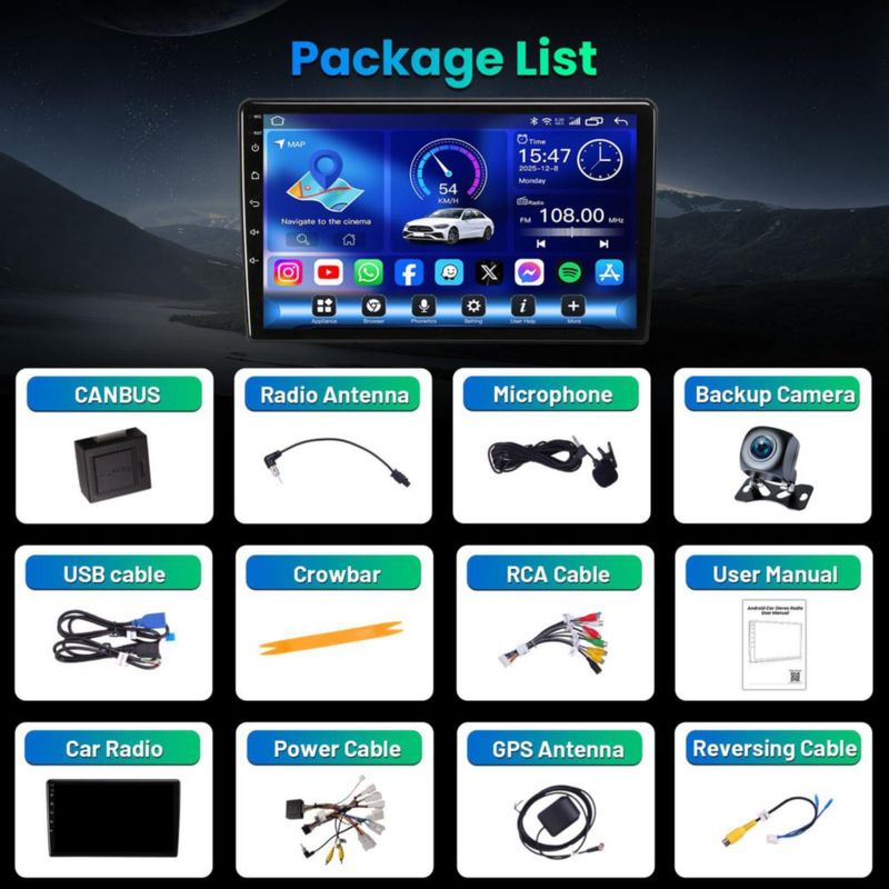 Radio para auto Fortdows 7" Android 15 CarPlay/Auto 64 GB