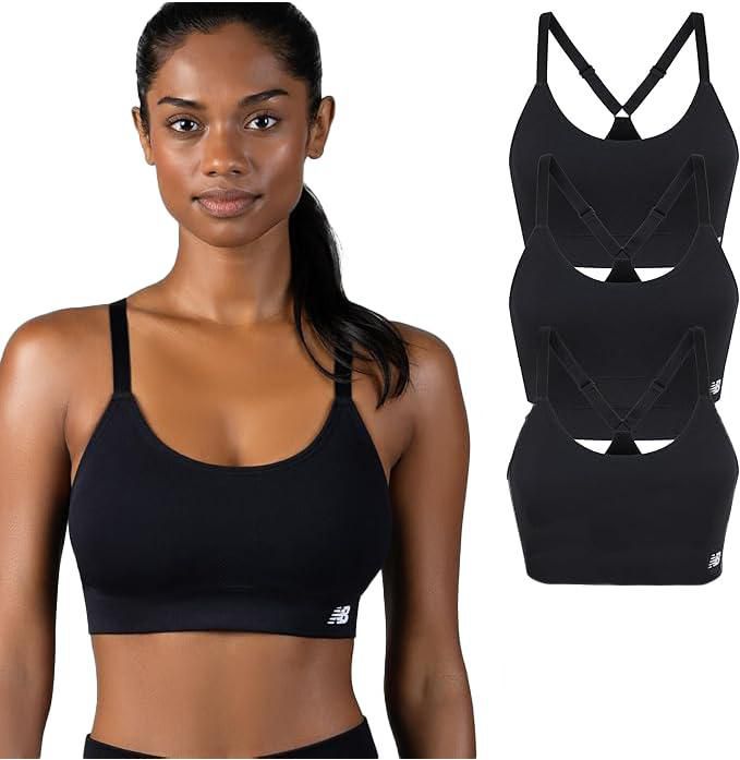 Sujetador Deportivo New Balance Pack de 3 Sin Costuras Impacto Medio (Talla S)