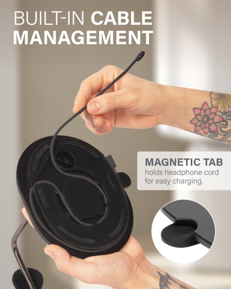 Soporte para auriculares Sanus con gestión de cables y silicona