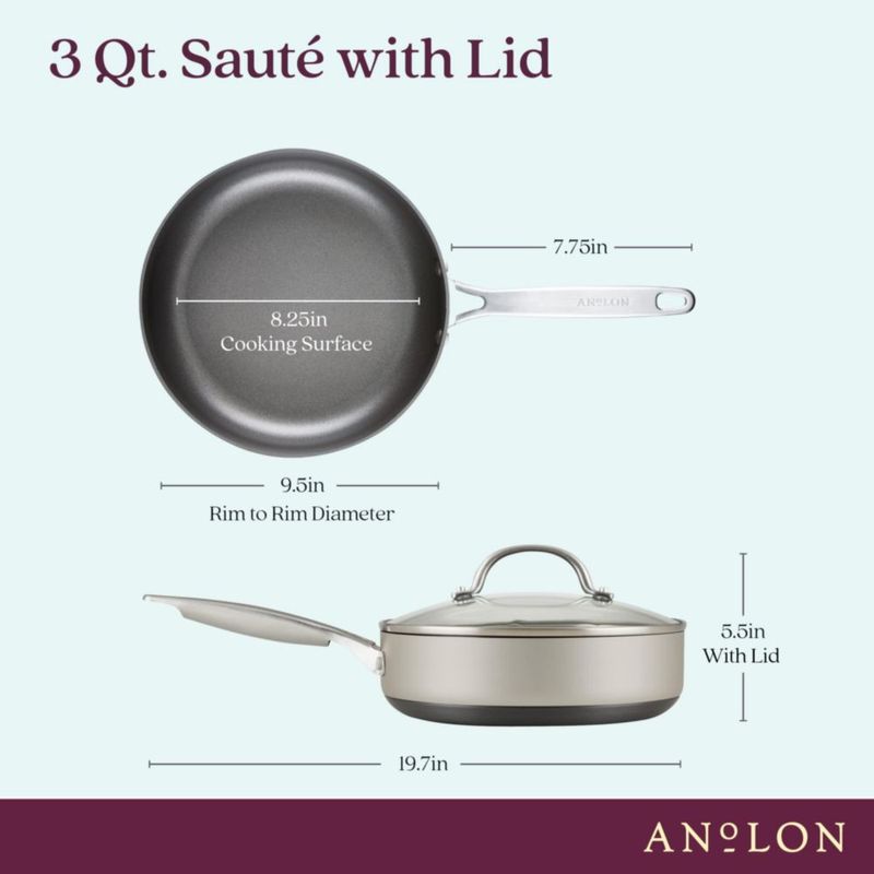 Sartén para Saltear Anolon 3 L Plateado Antiadhesivo con Tapa