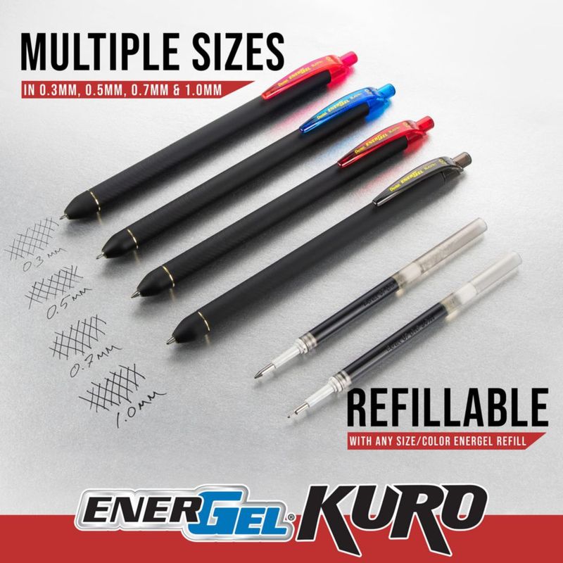Bolígrafo de gel Pentel EnerGel Kuro 07 mm paquete de 8 colores surtidos
