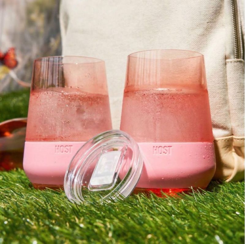 Copa de vino sin pie Host 355 ml Rosa Blush (juego de 2)
