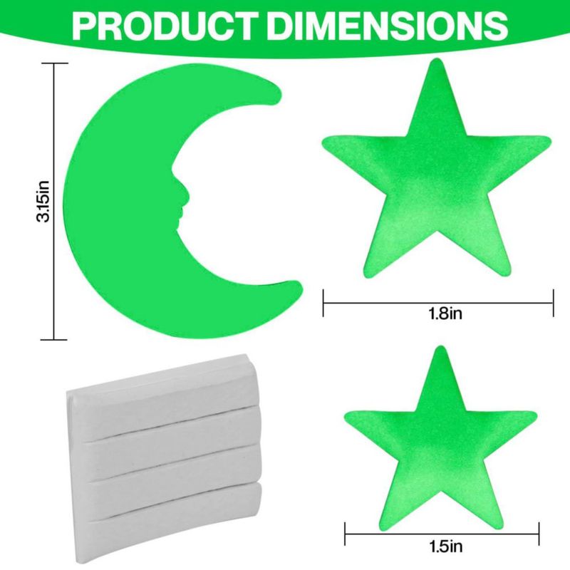 Estrellas luminiscentes OIG Brands 100 pzas Verde + Luna
