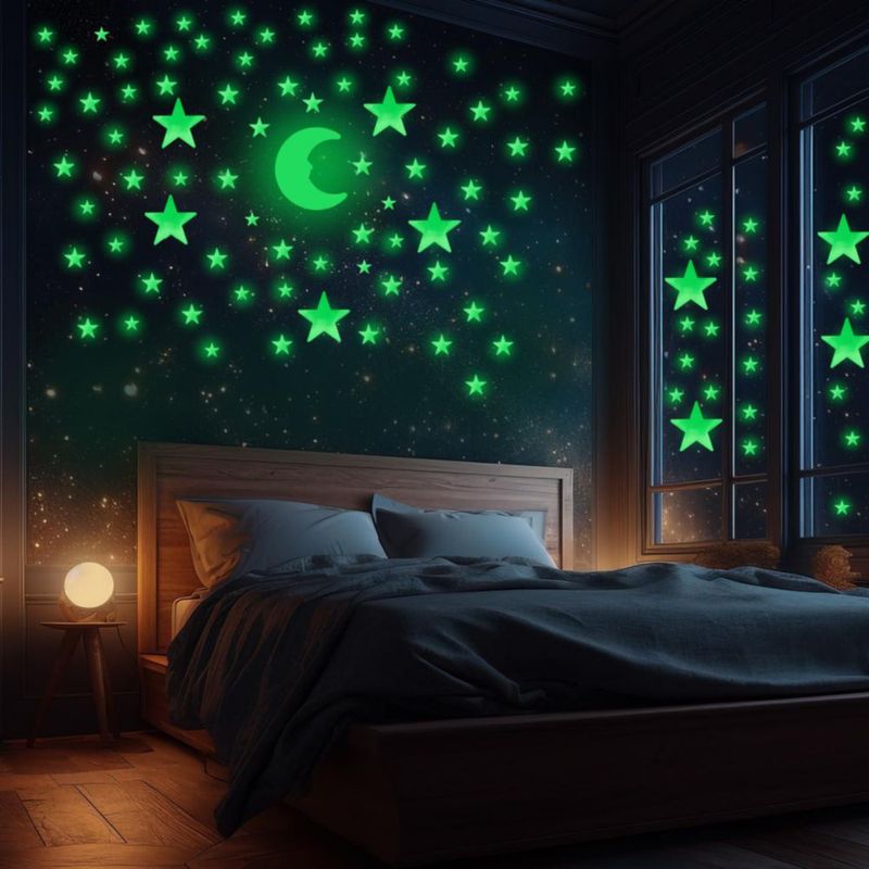 Estrellas luminiscentes OIG Brands 100 pzas Verde + Luna