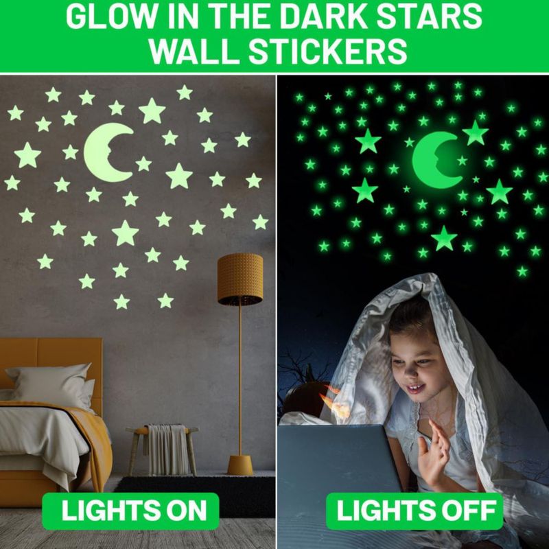 Estrellas luminiscentes OIG Brands 100 pzas Verde + Luna