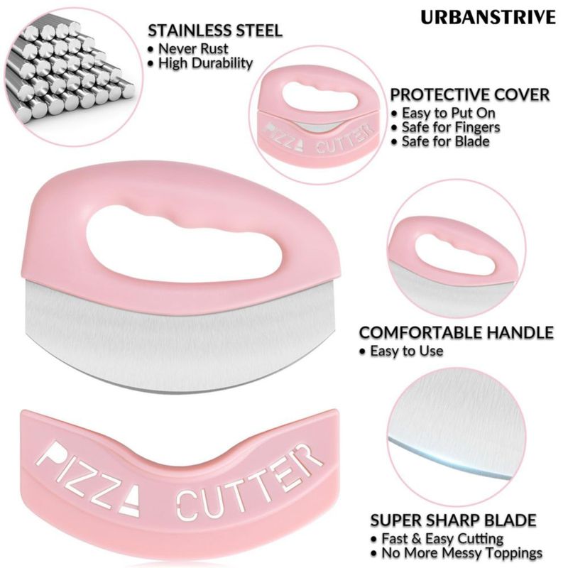 Cortador de Pizza Urbanstrive de Acero Inoxidable con Tapa Rosa