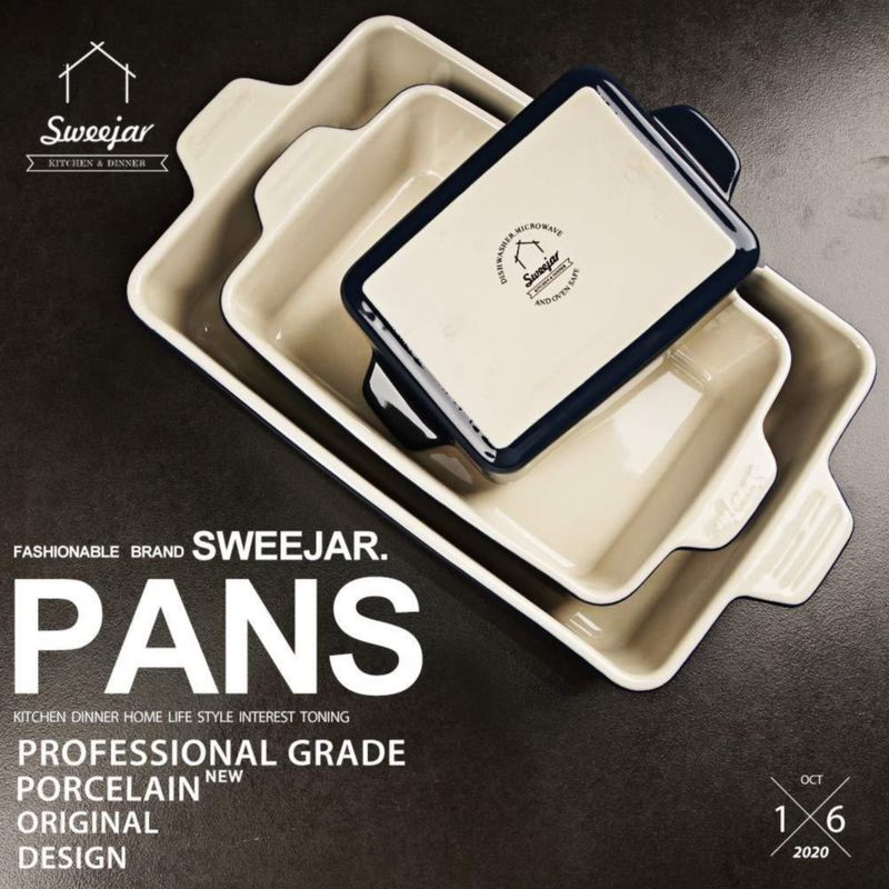 Juego de Utensilios de Cerámica Sweejar Fuente Rectangular para Hornear (Platos de Lasaña) para Cocina Pasteles Cenas Banquetes y Uso Diario