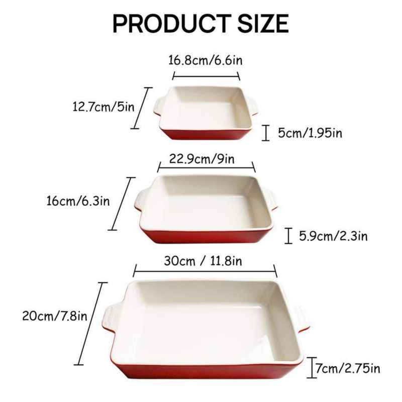 Juego de Utensilios de Cerámica Sweejar Fuente Rectangular para Hornear (Platos de Lasaña) para Cocina Pasteles Cenas Banquetes y Uso Diario