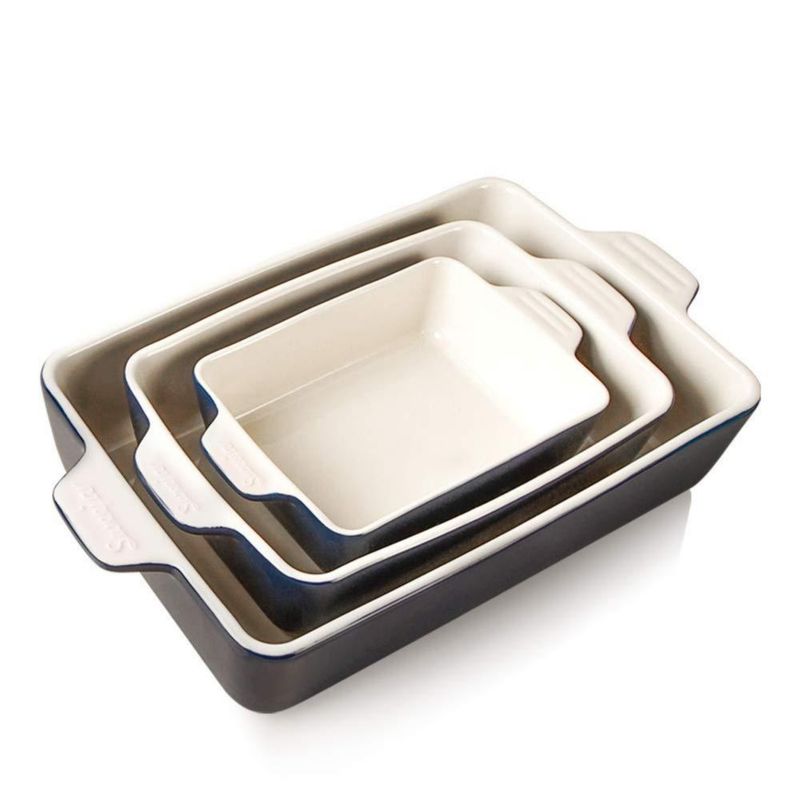 Juego de Utensilios de Cerámica Sweejar Fuente Rectangular para Hornear (Platos de Lasaña) para Cocina Pasteles Cenas Banquetes y Uso Diario