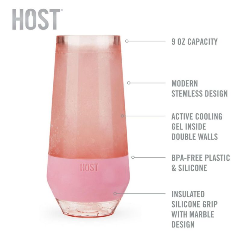 Vaso de Champán Host 255 ml Rosa – Pack de 2 con Enfriamiento en Congelador