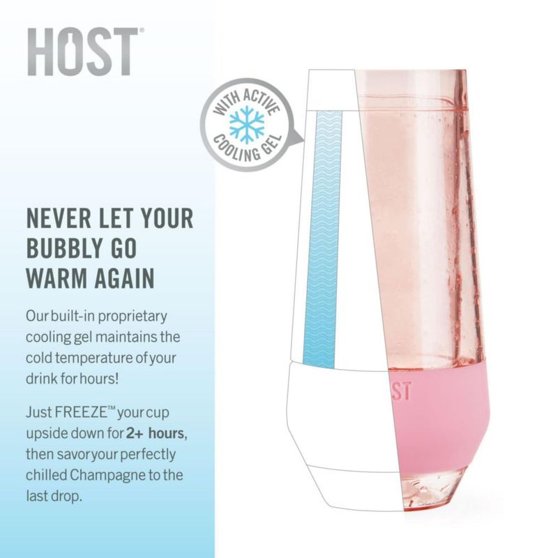 Vaso de Champán Host 255 ml Rosa – Pack de 2 con Enfriamiento en Congelador