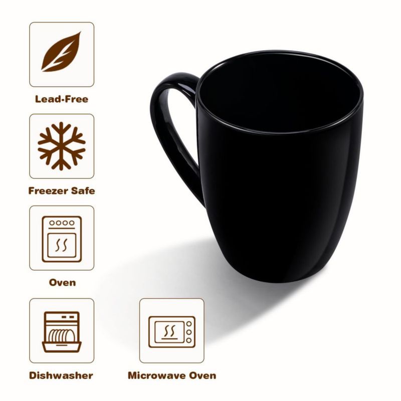 Taza de café Urbanstrive 480 ml juego de 4 negra de cerámica