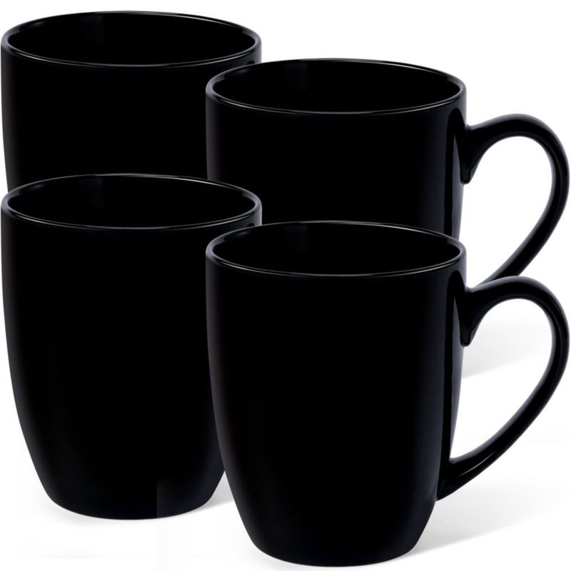 Taza de café Urbanstrive 480 ml juego de 4 negra de cerámica