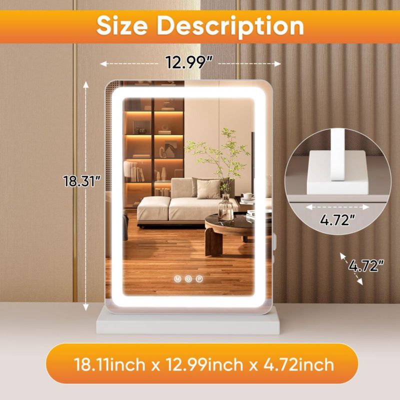 Espejo de tocador LED NEWBULIG 43 cm x 33 cm con luces