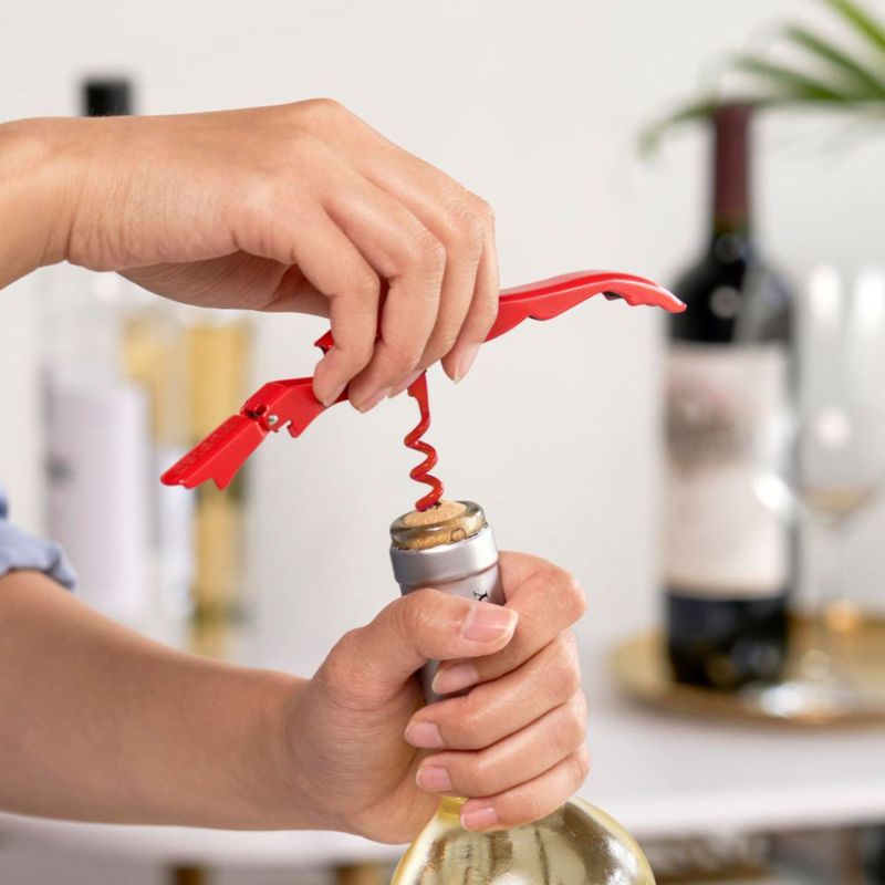 Set Sacacorchos y Abrebotellas Rojo TRUE con Cortador de Cápsula