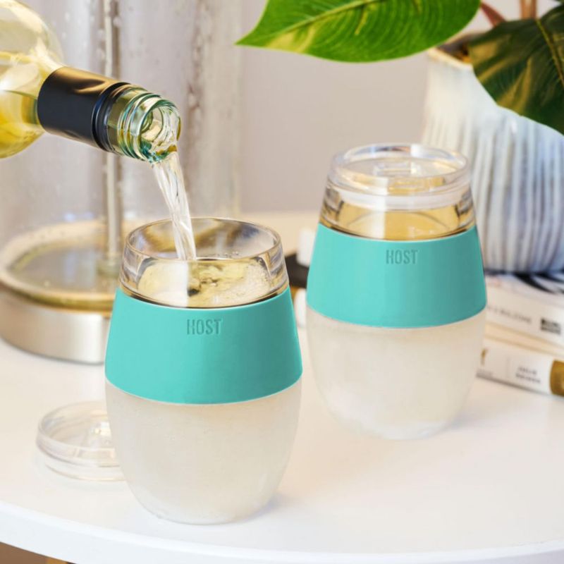 Set de copas de vino Host 240 ml color menta doble pared con gel refrigerante