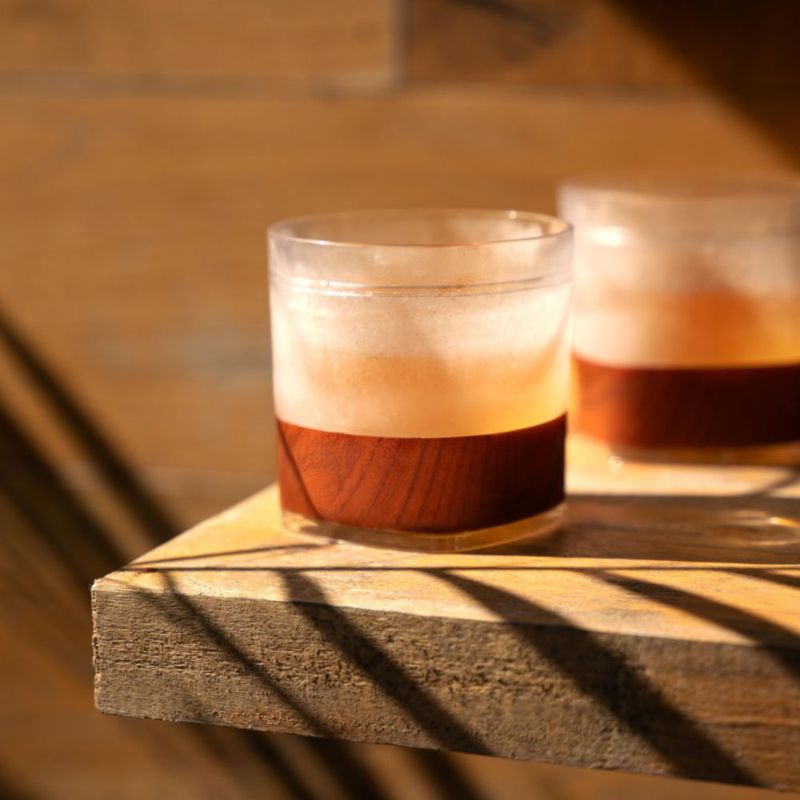 Vasos de whisky Host 275 ml con banda de madera – Pack de 2