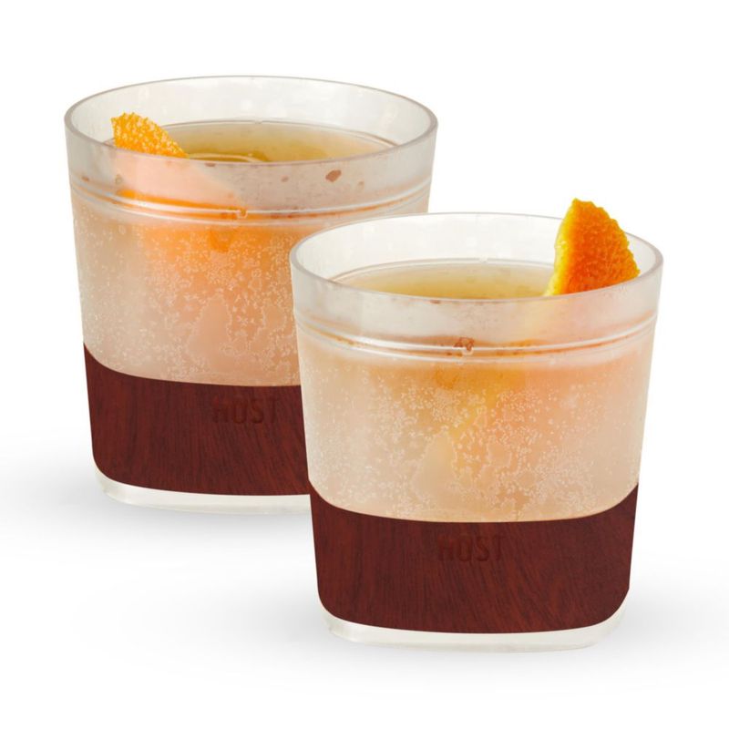 Vasos de whisky Host 275 ml con banda de madera – Pack de 2