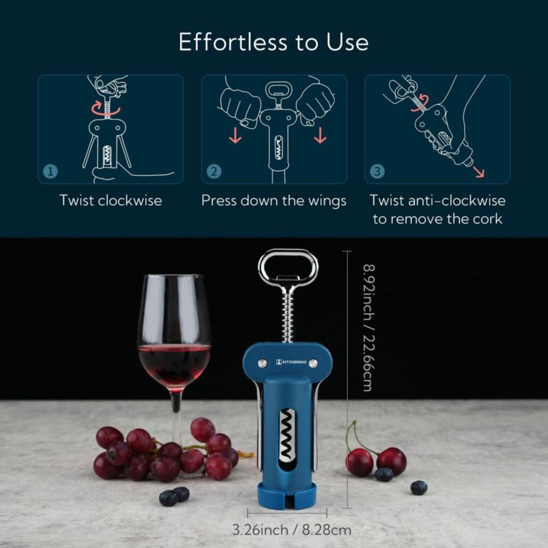 Abrebotellas 3 en 1 con alas KITCHENDAO – Azul