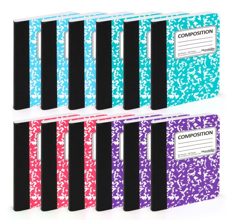 Cuadernos de composición mini Manaloom 11 × 8 cm 4 colores paquete de 12
