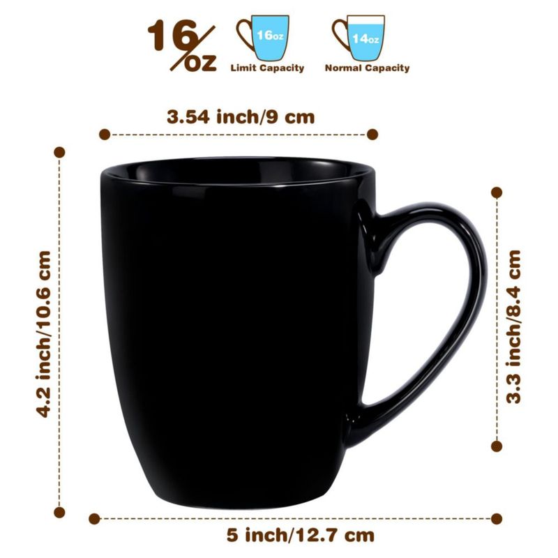Juego de 6 tazas de café Urbanstrive negras de 475 ml
