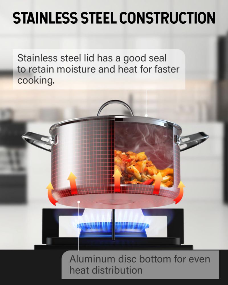 Cacerola Cooks Standard de 6 L de Acero Inoxidable para Inducción