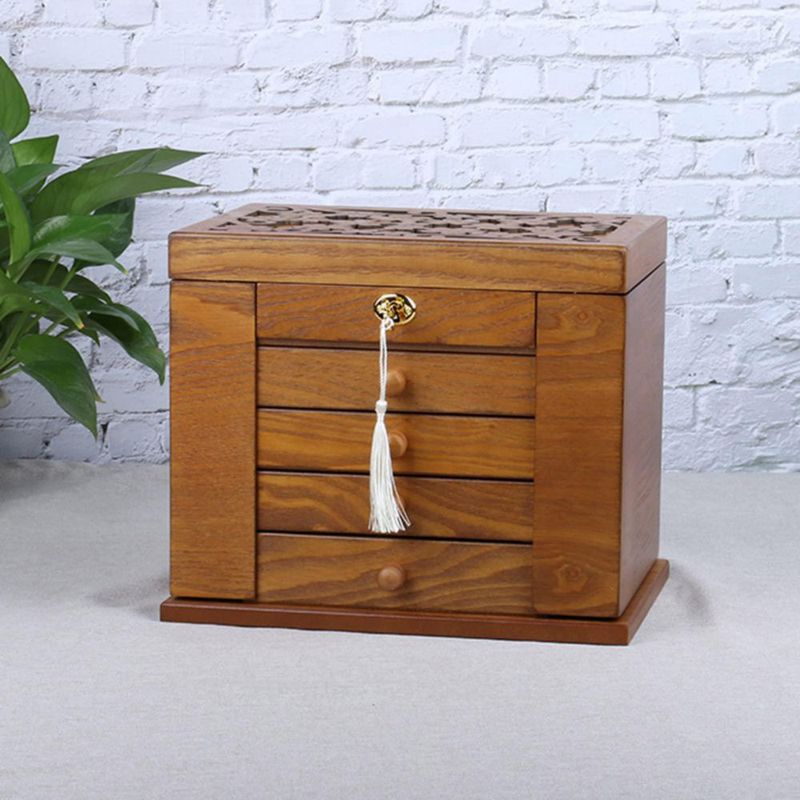 Caja de joyería Changsuo 29x205x24 cm de madera con cierre con llave
