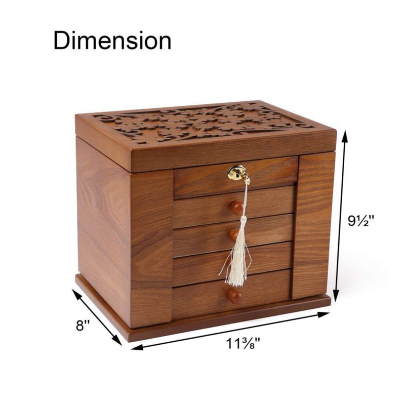Caja de joyería Changsuo 29x205x24 cm de madera con cierre con llave