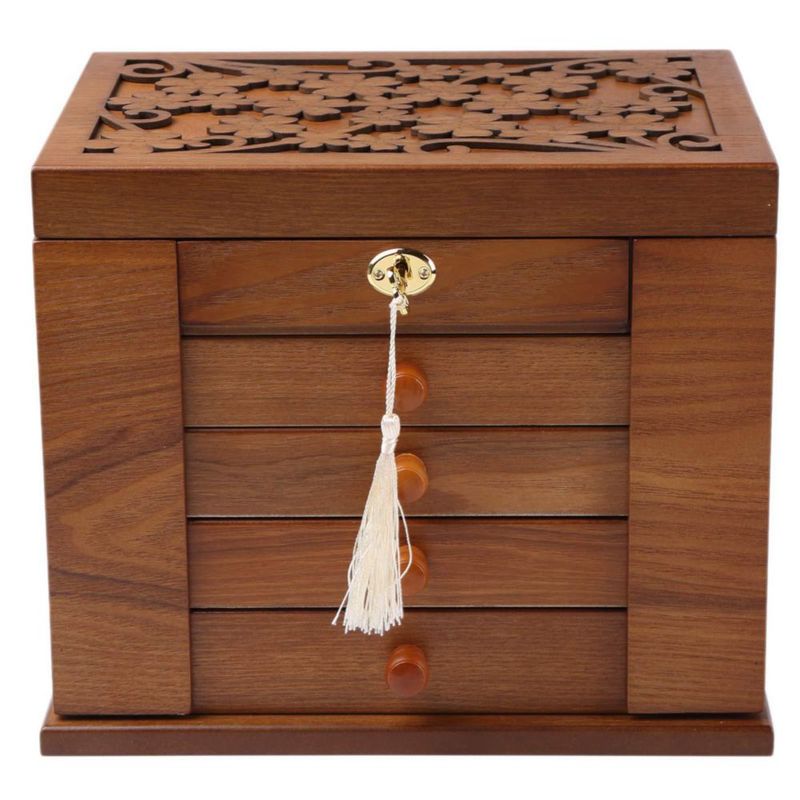 Caja de joyería Changsuo 29x205x24 cm de madera con cierre con llave